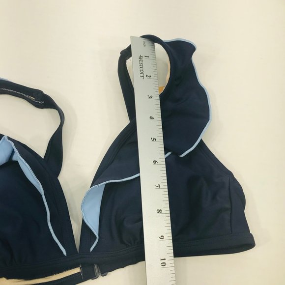 Kona Sol Women's Size Medium 8-10 Lightly Lined Bikini Swim Top Ruffle Blue New - Picture 12 of 13